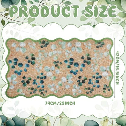 Dunzy Eucalyptus Leaves Doormat Green Scalloped Welcome Mat for Front Door - style: Eucalyptus Leaves