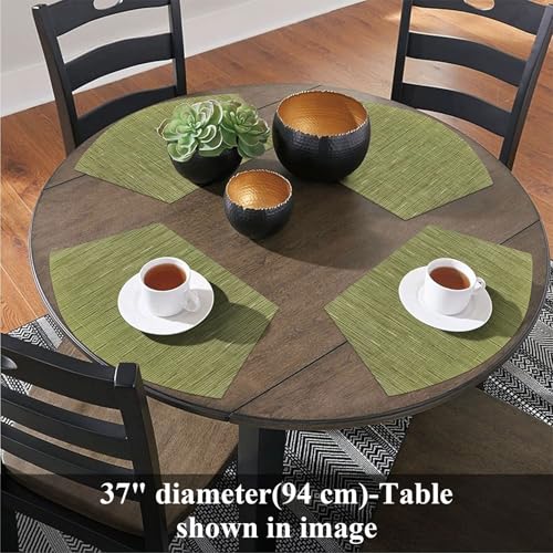 SHACOS PVC Woven Vinyl Wedge Placemats Set of 4 Round Table Placemats Wipe Clean Heat Resistant Round Table Mats (4, Green) - color: Green
