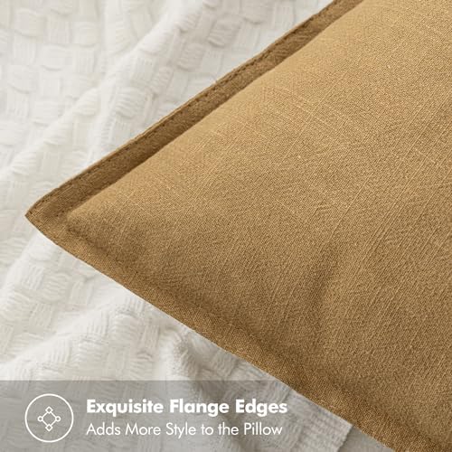 MIULEE Neutral Gold/Brown Boho Linen Pillow Covers 18x18 Inch Pack of 4 - color: Neutral Gold/Brown, size: 18" x 18" (Pack of 4)