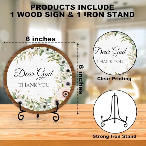 Christian Desk Decor, Dear God Thank You Wood Sign, Religious Gifts For Woman Man, Living Room Decor And Accessories, Bible Verse Home Office Decorations For Table Shelf -c07 - style: Dear God 2