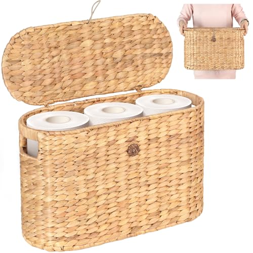 Toilet Papers Storage, Water Hyacinth Baskets with Lid, Water Hyacinth Toilets Paper Basket for Storage, Toilets Paper Holder Wicker Basket, Toilet Papers Organizer, Bathroom (1, Light Brown 2) - color: Light Brown 2
