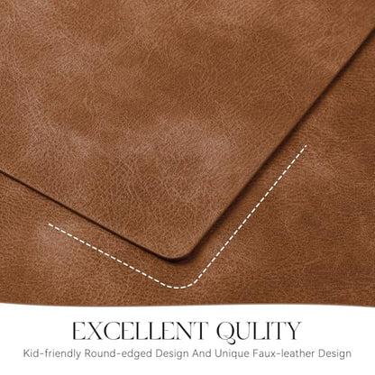 MOSAYT Fall Vinyl Faux Leather Placemats, Set of 6, Reddish Brown - color: Reddish Brown