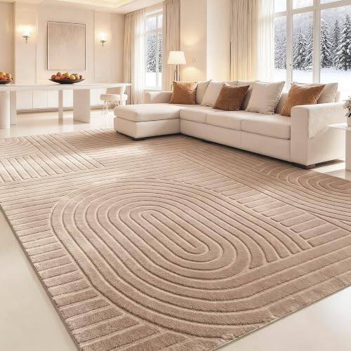Brown Solid Area Rug 8x10, Washable Non Slip Rugs for Living Room - color: Light Brown, size: 8' x 10' (Rectangular)