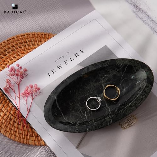 Radicaln Marble Jewelry Dish 7 Inches Handmade Black Trinket Tray - color: Black