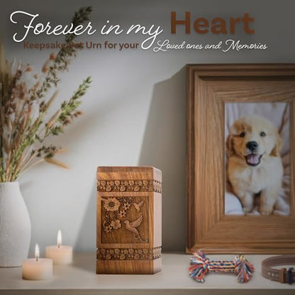 Hummingbird Wooden Keepsake Urn for Human Ashes, 20 Cu in, Rosewood - color: Hummingbird Rosewood, size: Keepsake (20 cu in)