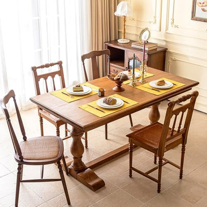 KXN Placemats Set of 4, Durable Dual-Layer Fabric Table Mats, Yellow - color: Yellow