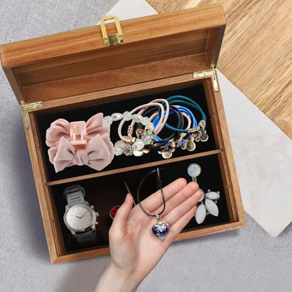 Wooden Keepsake Box, Large Acacia Decorative Storage Boxes