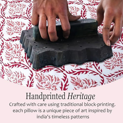 CPC Blush Rose Block Print Ruffle Pillow Cover 18x18 Inch, Pack of 2 - color: Blush Rose, size: 18" x 18" (Pack of 2)
