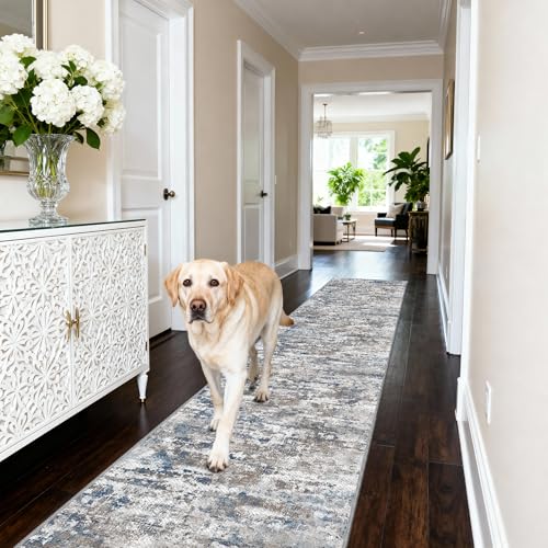 Hallway Runner Rug 2x8 Textured Non Slip Carpet Runner, Abstract Multi - color: Abstract-multi, size: 2' x 8' (Runner)