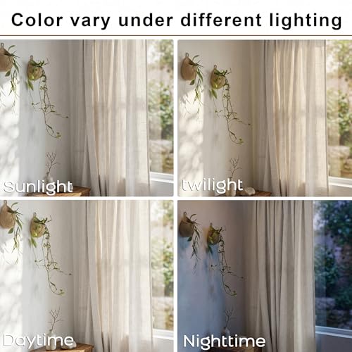 Cream Narrow Curtains 84 Inch Length 2 Panels Set, Back Tab Neutral Country Farmhouse Light Filtering Linen Sheer Skinny Drapes for Living Room Bedroom, Natural Ivory, 42" Wide x 84" Inches Long - color: Natural, size: 42"W x 84"L (Pack of 2)