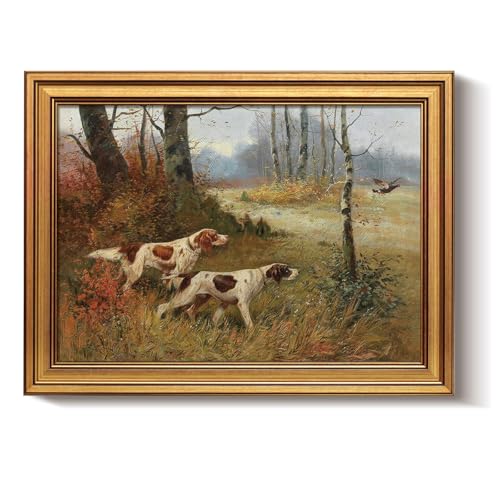 Bzstyleart Vintage Wall Art Decor for Living Room, Gold Framed Canvas Wall Art Home Decor Aesthetic, Cute Dog Artwork Animal Prints, Canvas Picture Print Artwork, 12 x 16 Inch - color: Cute Dog, size: 16"L x 12"W