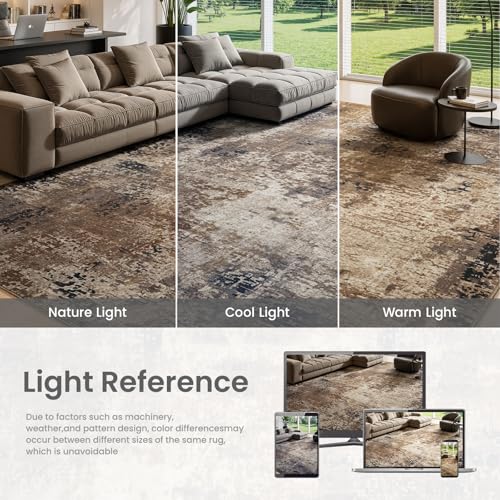 Merelax 6x9 Brown Red Washable Area Rug Non-Slip Faux Wool Abstract Rug - color: Brown Red, size: 6' x 9'(72''x108'')