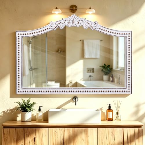 36x24 Inch Vintage Ornate Arched Wall Mirror - color: E - White Arch - 36x24 in