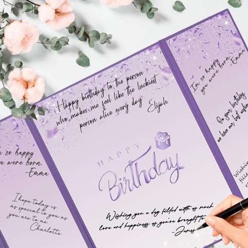 Crenics Purple Birthday Guest Sign in Book Alternative 12" x 18" - color: Purple