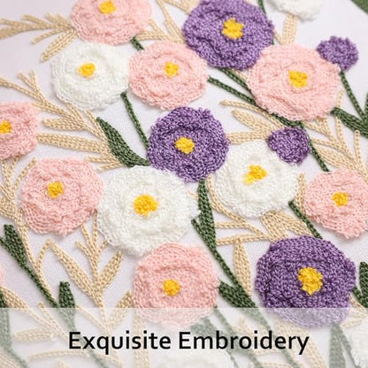Embroidered Throw Pillow Covers 18x18 Pack of 2 Purple Pink Flower - color: Purple-pink Flower