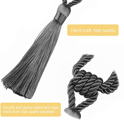 2 Pack Curtain Tiebacks Handmade Tassel Rope Curtain Holdbacks - color: Charcoal, size: 2p