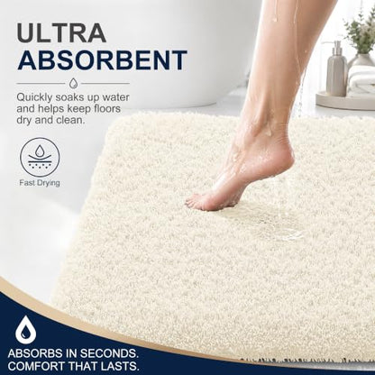 OLANLY Microfiber Bathroom Rugs 34x21, Ultra Soft Absorbent Bath Mat, White - color: White, size: 34" X 21"