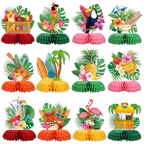 NatNarr 12PCS Luau Centerpieces for Tables Hawaii Party Decorations - style: Hawaii