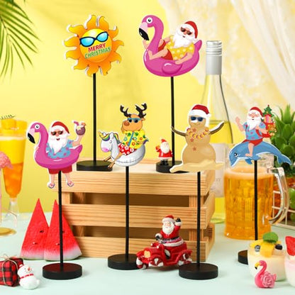 DoubleFill 6 Pcs Christmas in July Decoration for Home Table Centerpieces - style: Christmas in July Beach