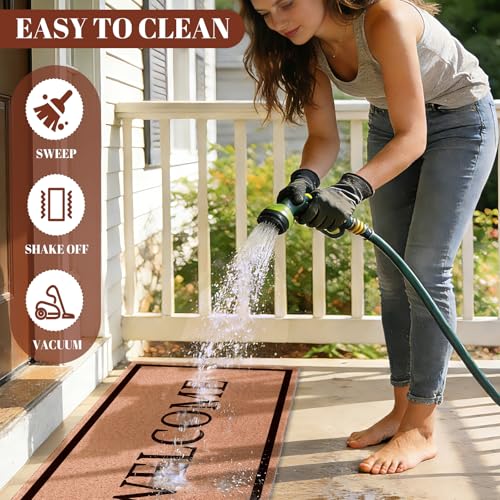 Welcome Long Doormat for Double Door Entrance, 24x59 Inch