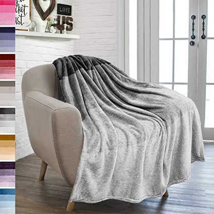 PAVILIA Gray Ombre Fleece Throw Blanket for Couch Sofa Bed, 50x60 - color: Gradient - Charcoal, size: 50 x 60 Inches - Throw