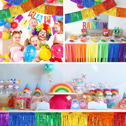 BEISHIDA Colorful Fringe Garland Banner 30ft Wall Tinsel Foil Streamers - color: Colorful