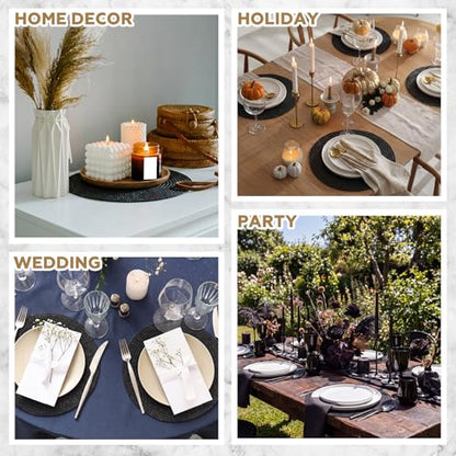 24 Pcs 13 in Round Woven Placemats Boho Charger,Black,Classic - color: Black, style: Classic