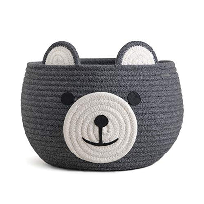 CherryNow Baby Basket for Gifts Empty, Cute Bear Design, Grey - color: Grey, size: 10.5"D x 8.5"H