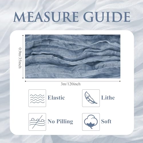 Cheesecloth Table Runner 10FT Dusty Blue Boho Gauze Sheer Runners - color: Dusty Blue, size: 1 Pack
