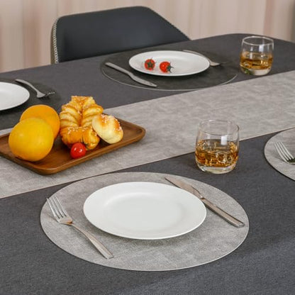 Myir JUN 14" Round Placemats Set of 4, Reversible Dual-Color Place Mats - color: Light Gray Gray