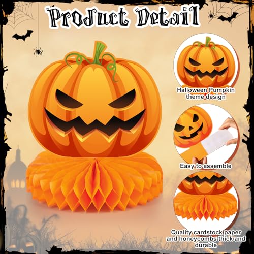Faccito 9 Pcs Halloween Pumpkin Honeycomb Centerpieces Table Decorations - style: Cute