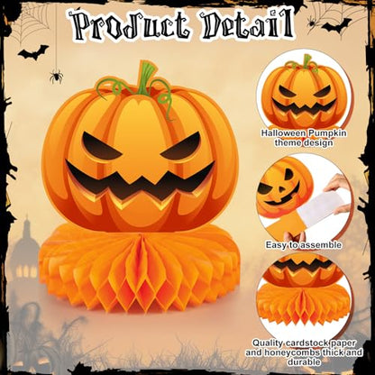 Faccito 9 Pcs Halloween Pumpkin Honeycomb Centerpieces Table Decorations - style: Cute