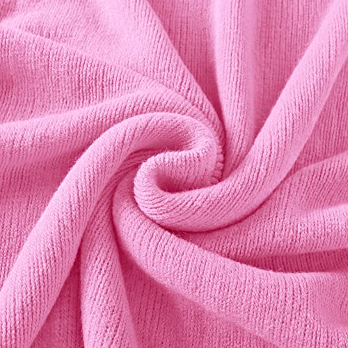 Homiest Hot Pink Knitted Throw Blanket with Fringe, 50x60 Inch - color: Hot Pink, size: 50" x 60"