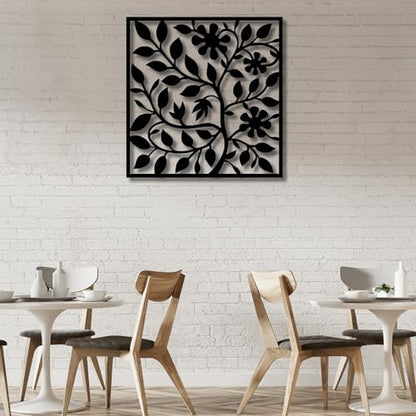 Metal Wall Decor | 17'' x 17'' x 0.05'' Leaves and Branches Art Themed Wall Decorations | Handmade Indoor and Outdoor Wall Art (17'' x 17'', Leaves and Branches, Black) - size: 17'' x 17'', style: Leaves and Branches