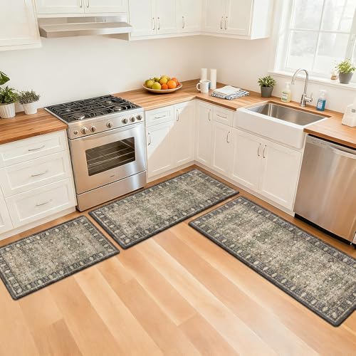 Pauwer Anti Fatigue Kitchen Floor Mats Set of 3, Cushioned Rug, Multi Brown - color: Multi Brown