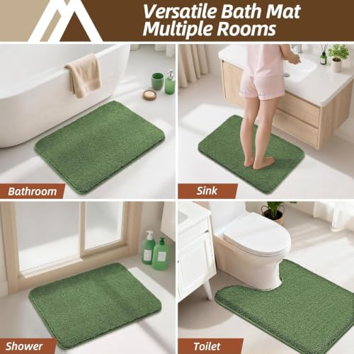 COSYHOMEER Extra Thick Bath Rugs for Bathroom Non Slip Bath Mat 24x48 Green - color: Green, size: 2' X 4' (Rectangular)