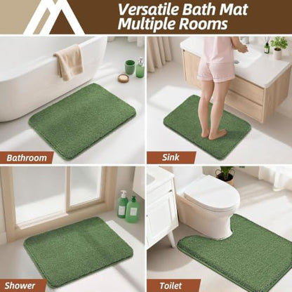 COSYHOMEER Extra Thick Bath Rugs for Bathroom Non Slip Bath Mat 24x48 Green - color: Green, size: 2' X 4' (Rectangular)