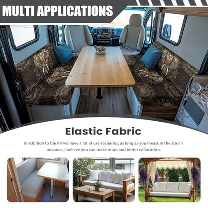Boho Mandala Elephant Print 2 Pcs RV Dinette Cushion Covers Breathable Camper Cushion Slipcover Stretch 2 Seat Sofa Chair Cover Camper Seat Covers Dinette Booth - color: Boho Mandala Elephant
