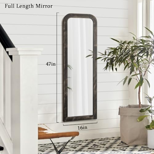AAZZKANG Hanging Mirror Full Length Large Rectangle Wooden Framed 47"x16" - color: Pitchdark, size: 47"L x 16"W