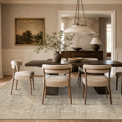 8x10 Washable Boho Area Rug, Dark Beige Farmhouse for Living Room - color: Dark Beige, size: 8' x 10' (Rectangular)
