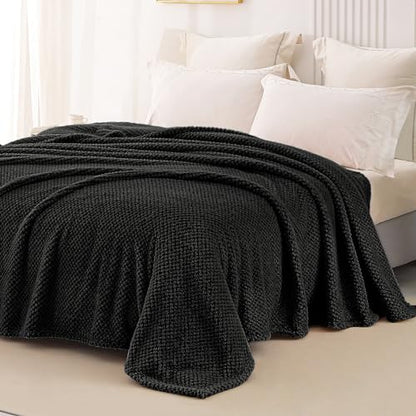 Whale Flotilla Soft Fleece King Size Bed Blanket, Black - color: Black, size: King(90x104 In)