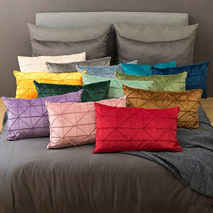 JWH Velvet Pillow Covers, Dark Green, 14x24 Inch - color: Dark Green, size: 24" x 14" (Pack of 1)