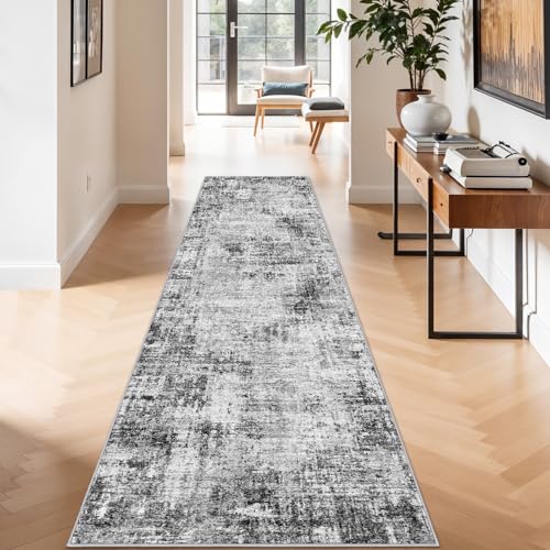 Modern Abstract 2x10ft Runner Rug: Washable Non Slip Kitchen Rugs Black - color: Black, size: 2' x 10' (Runner)