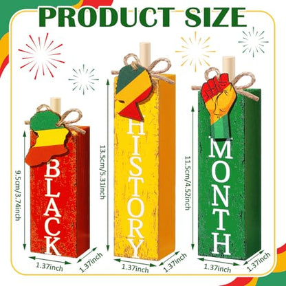 MiniInflat Black History 3 Pcs Table Decor, Wooden Block Sign Tiered Tray - style: Black History Month
