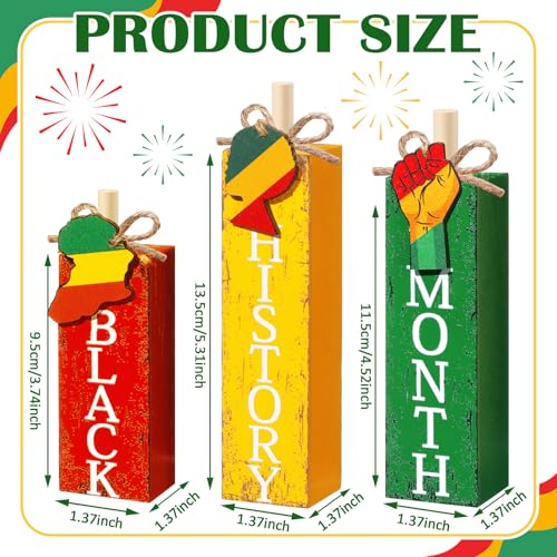 MiniInflat Black History 3 Pcs Table Decor, Wooden Block Sign Tiered Tray - style: Black History Month