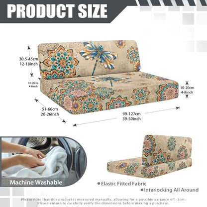 Boho Dragonfly Mandala Print 2 Pcs RV Dinette Cushion Covers Anti-Slip Camper Cushion Slipcover Washable RV Couch Cover Sofa Slipover for Travel Trailer Couch - color: Boho Dragonfly Mandala