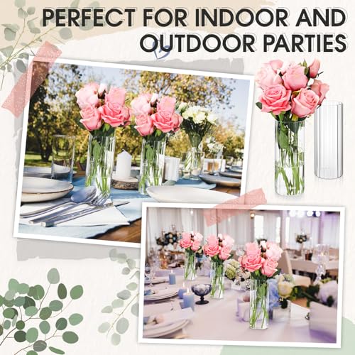 12 Pcs Glass Cylinder Vases for Centerpieces, 8 Inch