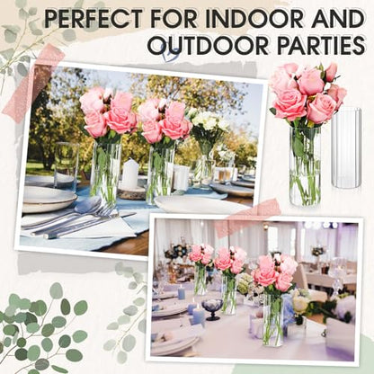 12 Pcs Glass Cylinder Vases for Centerpieces, 8 Inch