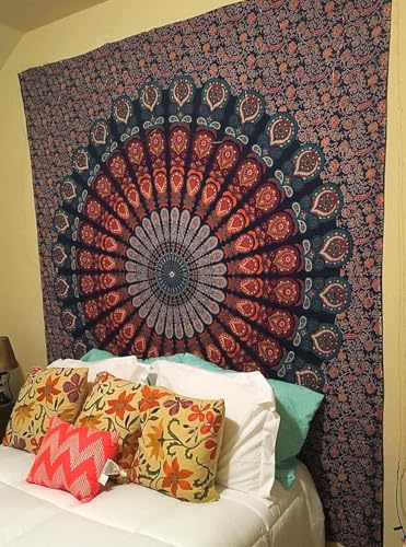 Bless International-Cotton-Blockbuster-Handmade-Mandala-Tapestry - color: Blockbuster, size: 90"L x 84"W