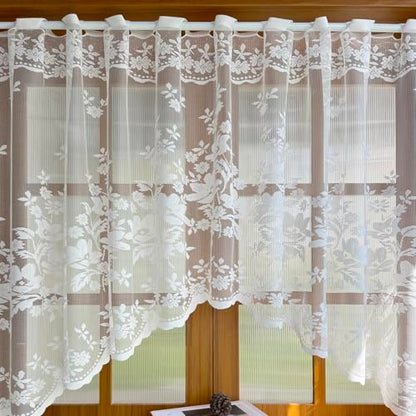 2pcs White Lace Arched Sheer Curtain for Doorway Kitchen Window - size: 86"W x 35"L (Pack of 2)